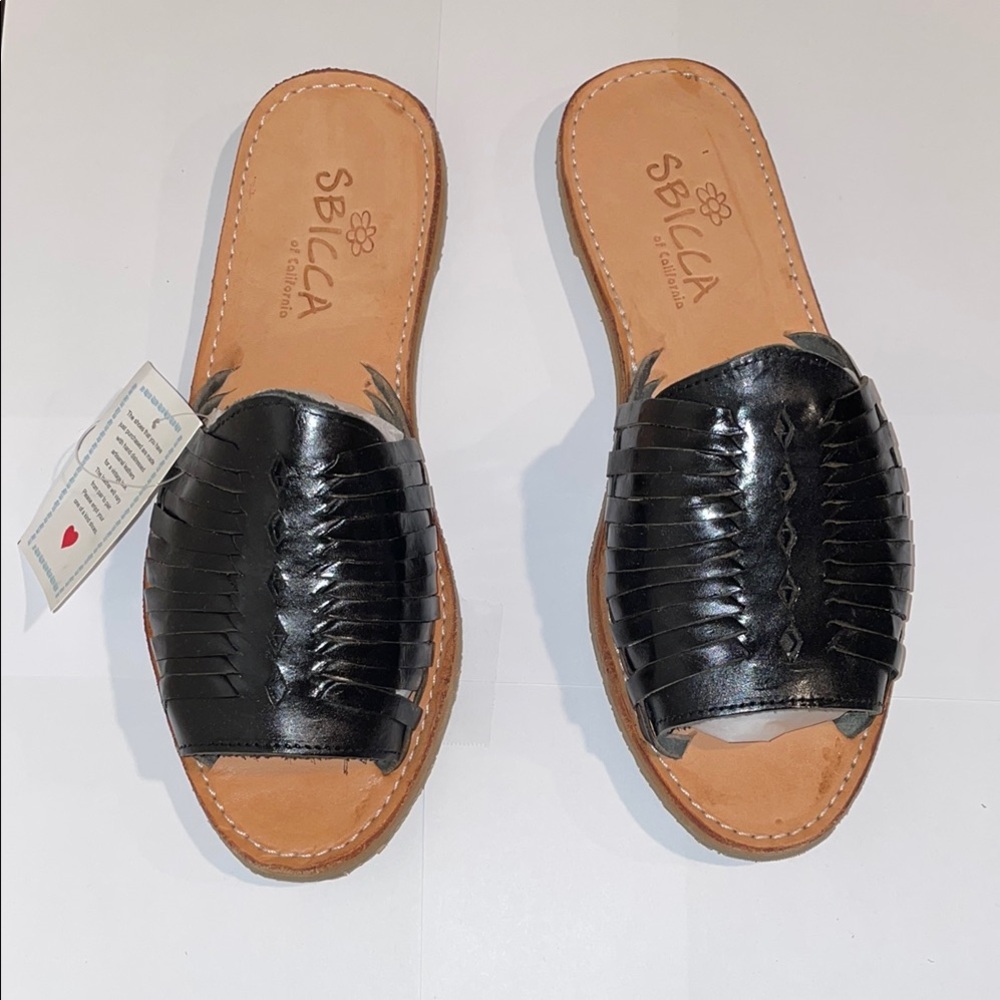 Sbicca Women's Black Leather Sandals